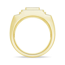 Load image into Gallery viewer, 12mm Luxury Moissanite Men’s Wedding Ring – Square Stepped Design in Silver, Gold, or Platinum