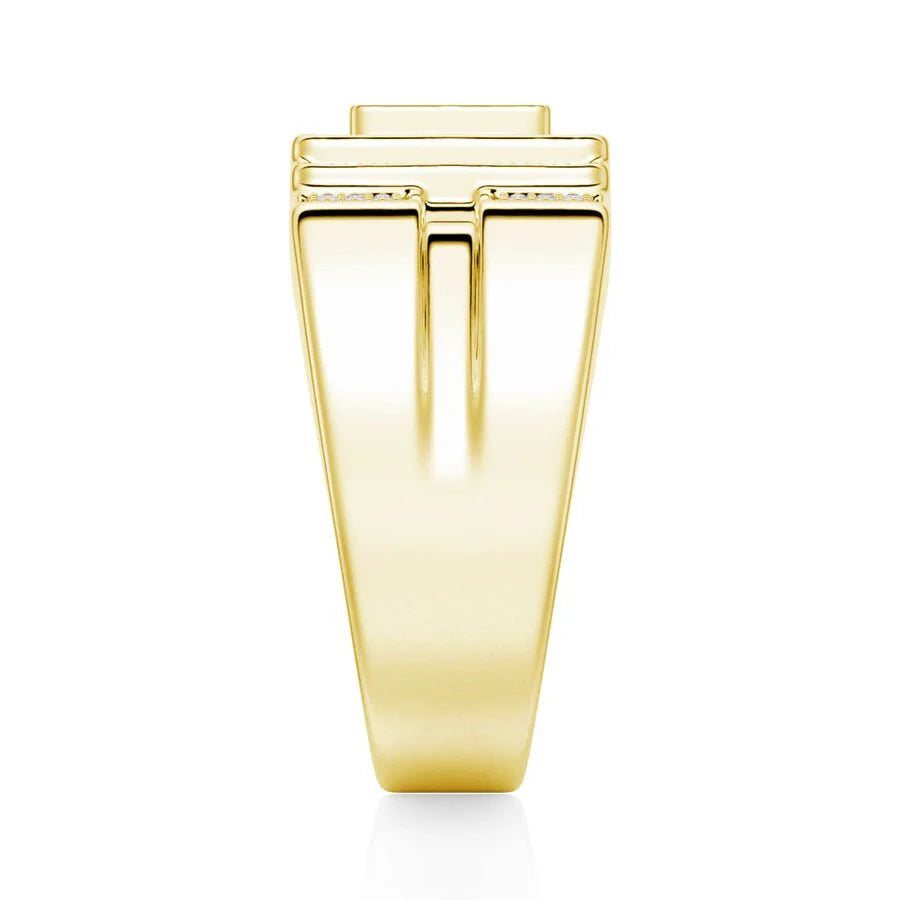 12mm Luxury Moissanite Men’s Wedding Ring – Square Stepped Design in Silver, Gold, or Platinum