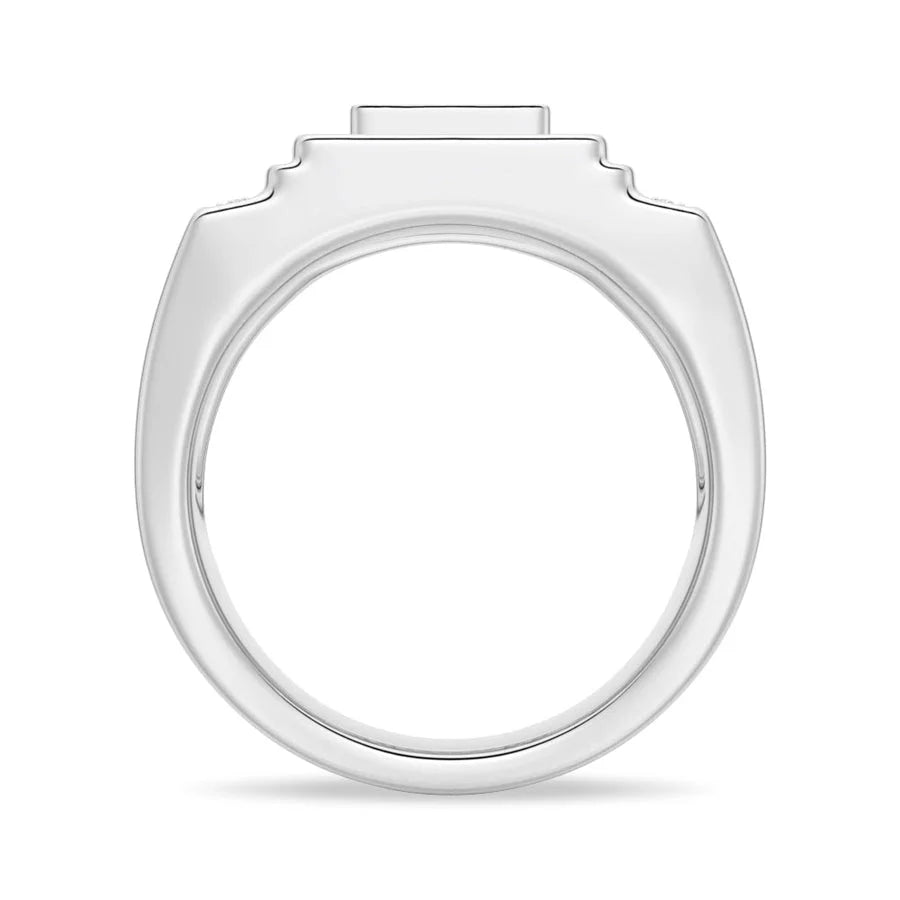 Platinum Square Moissanite Ring for Men