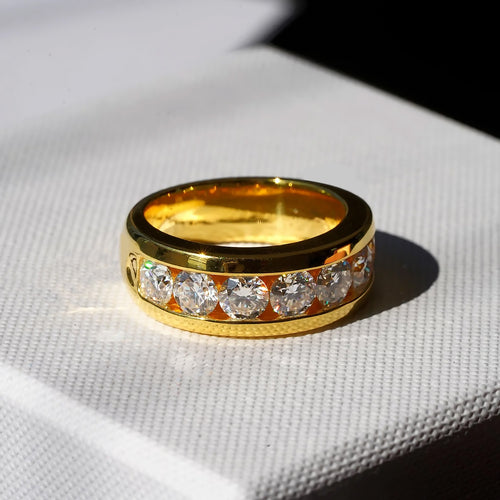 Gold Men’s Wedding Band with Moissanite