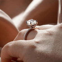 Load image into Gallery viewer, Side View of Micropavé Moissanite Engagement Ring
