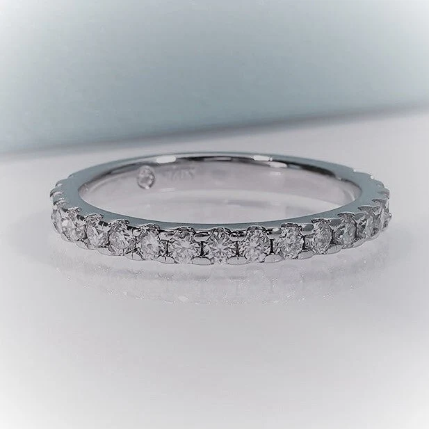 2mm French Pavé Moissanite Wedding Band | 925 Silver, 10K-18K Gold, Platinum