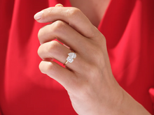 Load image into Gallery viewer, Emerald &amp; Pear Moissanite Toi et Moi Ring | Silver, K Gold, &amp; Platinum