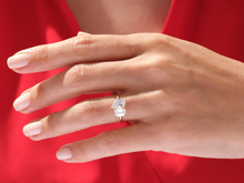 Load image into Gallery viewer, Emerald &amp; Pear Moissanite Toi et Moi Ring | Silver, K Gold, &amp; Platinum