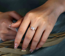 Load image into Gallery viewer, Statement Two-Stone Moissanite Ring on Hand Model