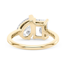 Load image into Gallery viewer, Emerald &amp; Pear Moissanite Toi et Moi Ring | Silver, K Gold, &amp; Platinum