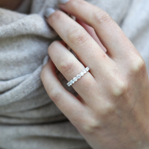 Moissanite Wedding Ring 14K Gold Round Cut Design