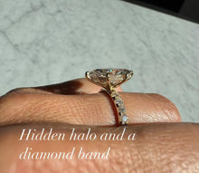 Load image into Gallery viewer, Side View of Marquise Moissanite Ring in Platinum