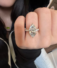 Load image into Gallery viewer, Hidden Halo Detail on Moissanite Engagement Ring