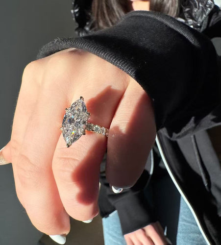 Romantic Moissanite Ring with French Pave Setting