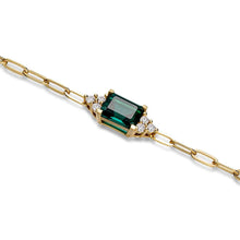 Load image into Gallery viewer, emerald paperclip bracelet
