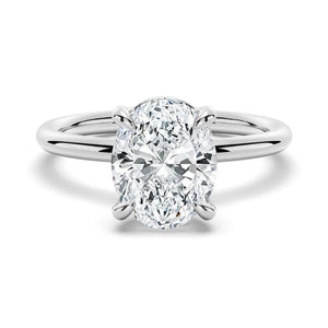 Oval Solitaire Moissanite Engagement Ring with 4 Prongs