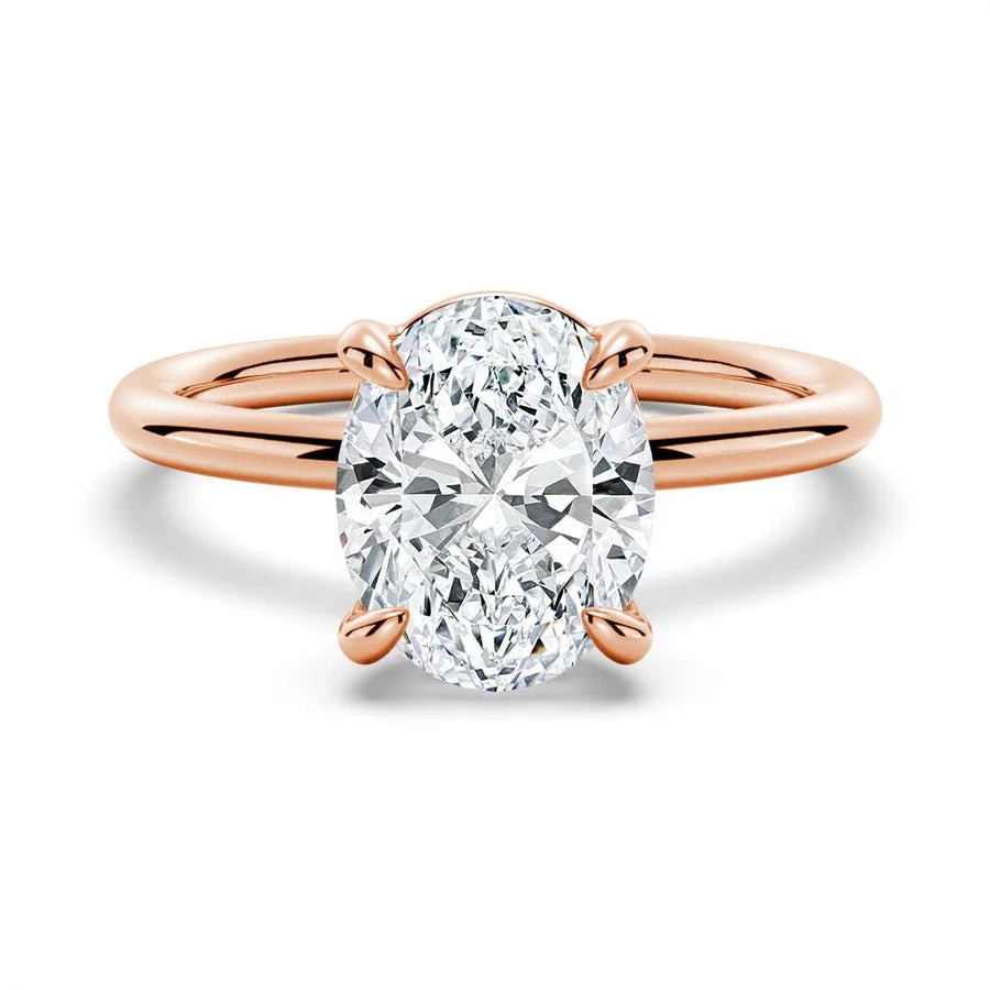 4-Prongs Oval Solitaire Moissanite Engagement Ring | TKEANAAL Jewelry