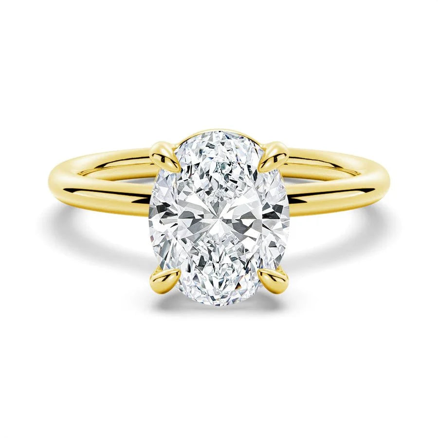 4-Prongs Oval Solitaire Moissanite Engagement Ring | TKEANAAL Jewelry