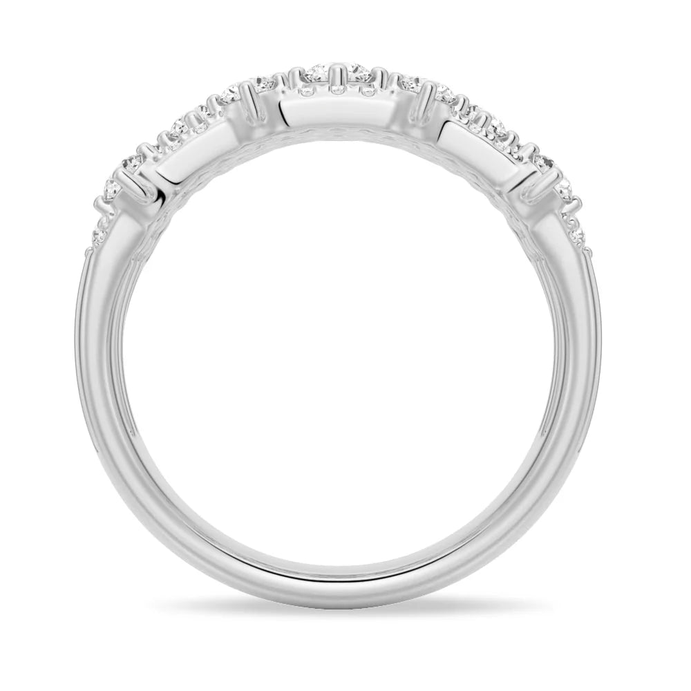 4-Row Cluster Moissanite Wedding Band – Round Stone Statement Ring