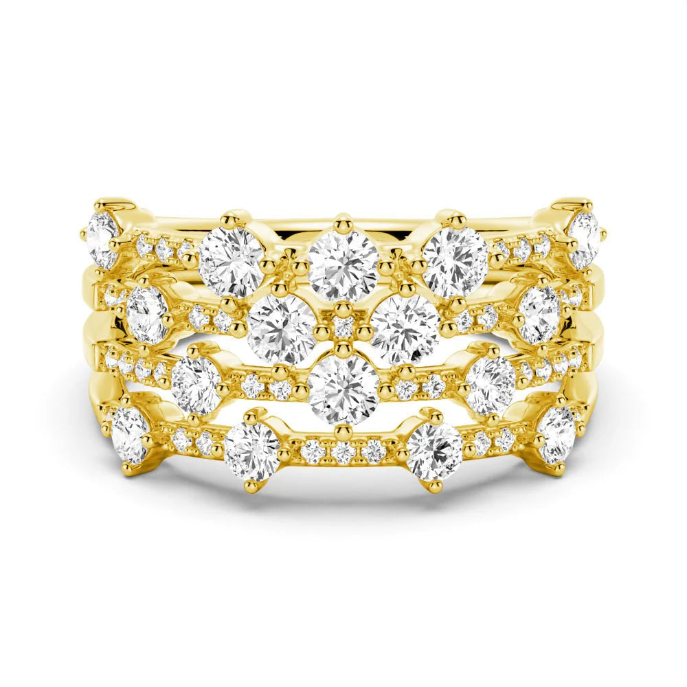 Statement Cluster Wedding Ring in Gold