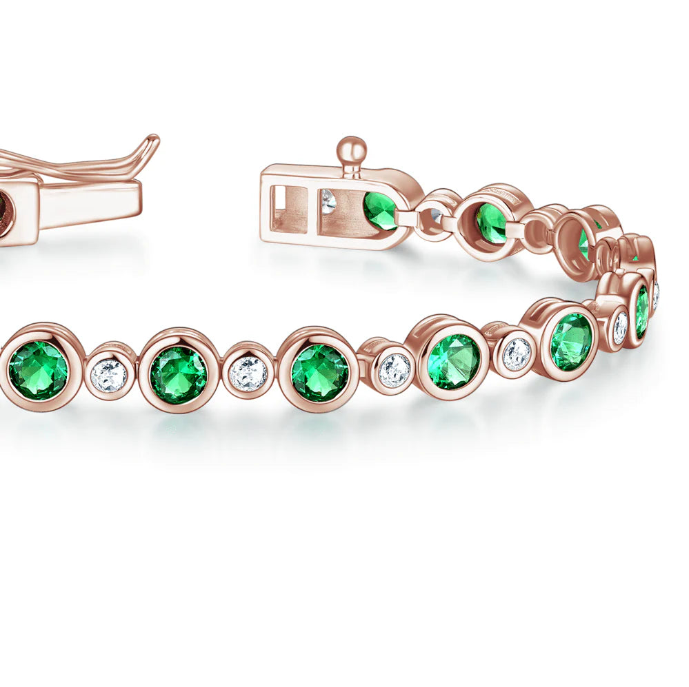 4.24CT Emerald & White Sapphire Bracelet – S925 Silver