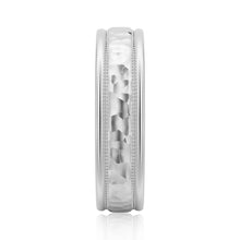 Load image into Gallery viewer, Platinum Hammered Milgrain Ring