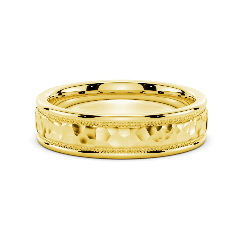 6mm Hammered Milgrain Men’s Wedding Band