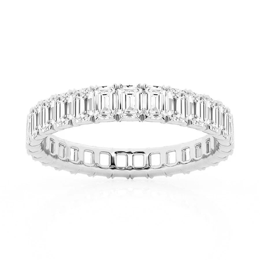 Radiant Emerald Cut Moissanite Wedding Band
