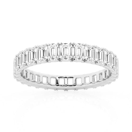 Radiant Emerald Cut Moissanite Wedding Band