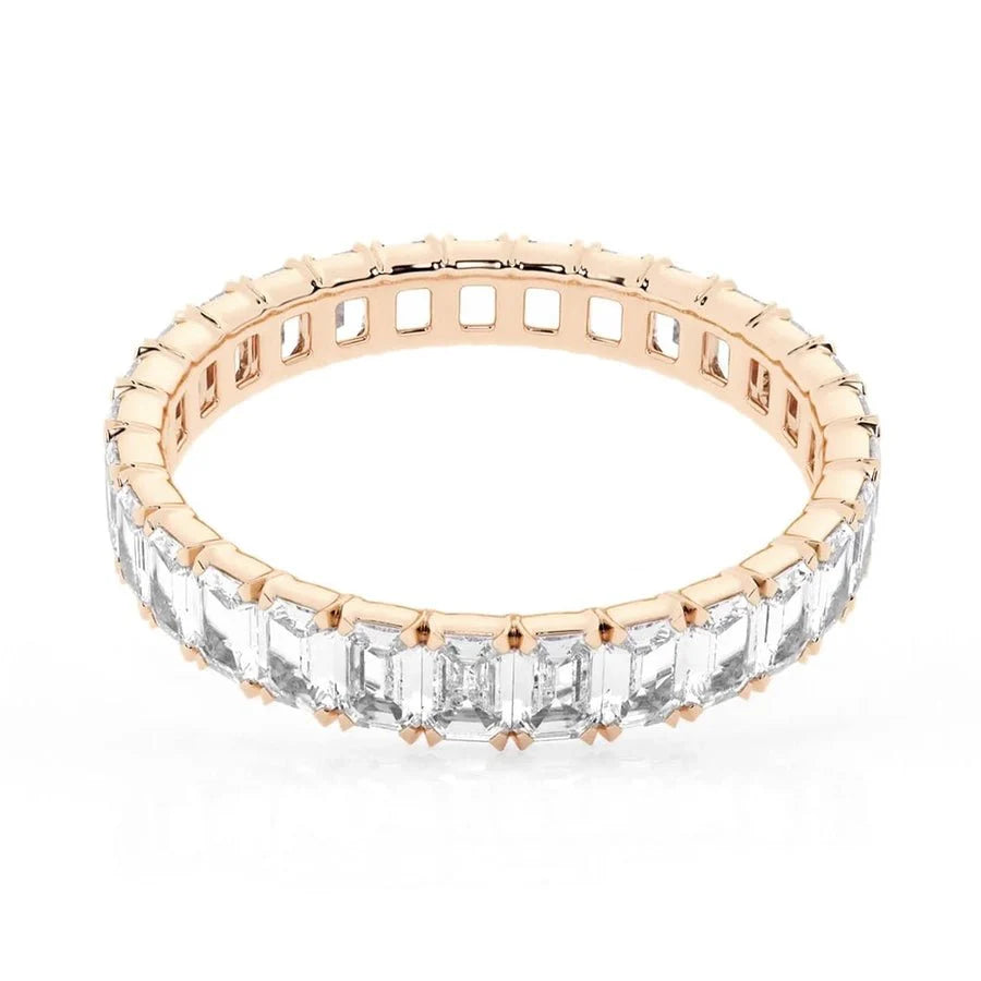Radiant Emerald Cut Moissanite Wedding Band – 4.6CTW in Silver, Gold or Platinum