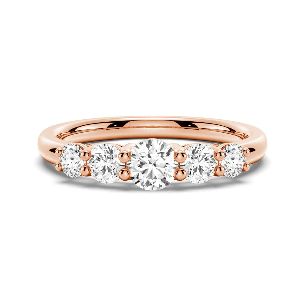 5 Stone Moissanite Ring Closeup