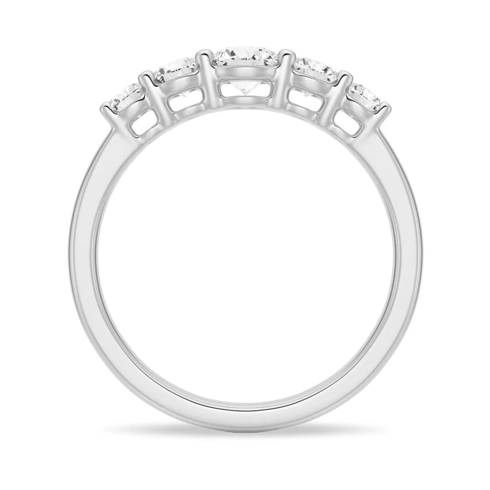 Platinum Round Cut Moissanite Band