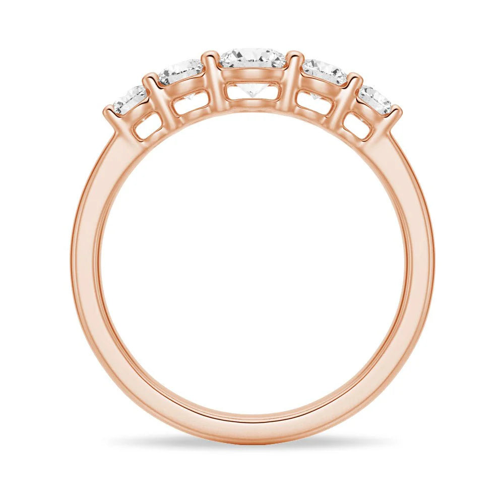 5 Stone Round Cut Moissanite Wedding Band Ring