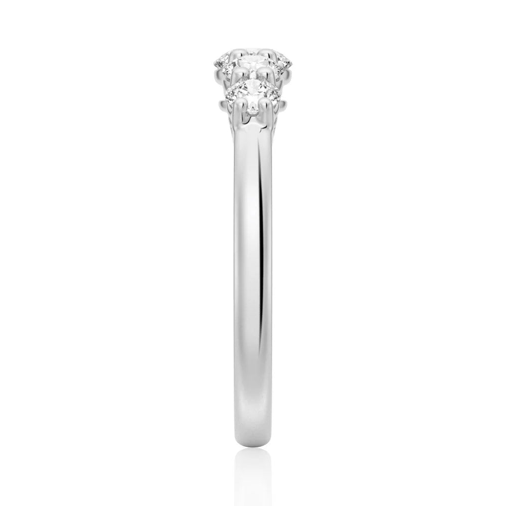 5 Stone Round Cut Moissanite Wedding Band Ring