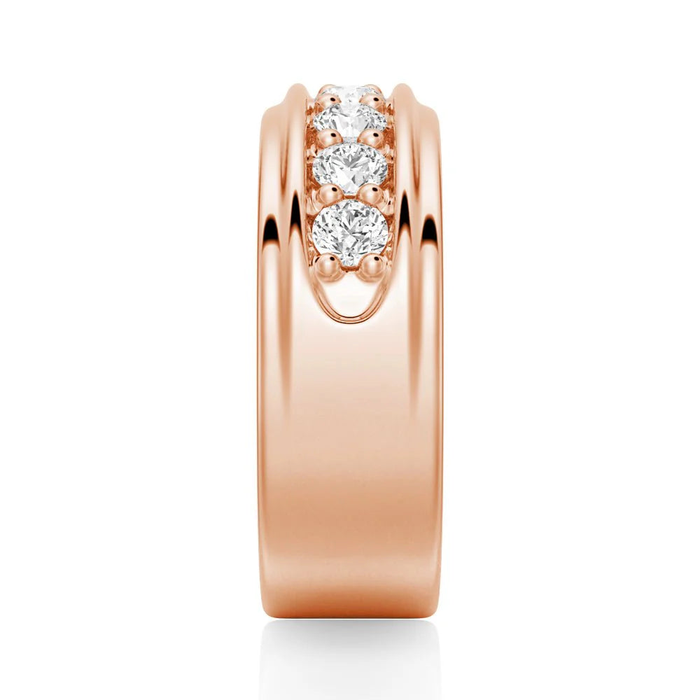 6.5mm Channel Set Moissanite Men’s Wedding Band – Silver, Gold or Platinum Ring