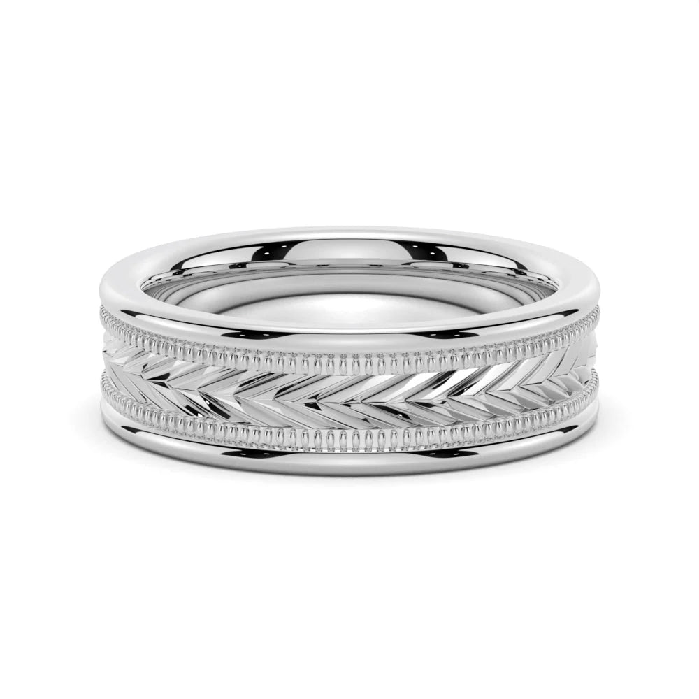6mm Arrow Pattern Men’s Wedding Ring