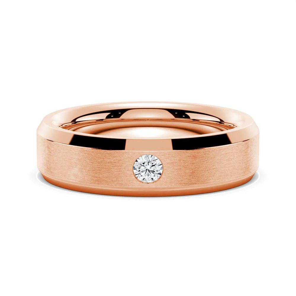 Modern Men’s Wedding Band with Moissanite