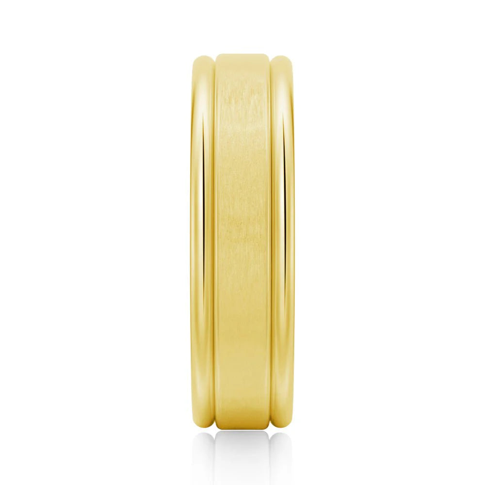6mm Brushed Finish Men’s Wedding Band – Silver, Gold or Platinum Ring