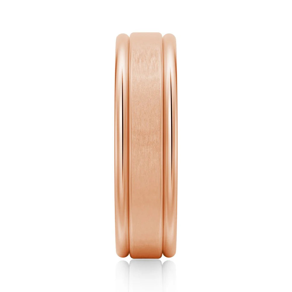 6mm Brushed Finish Men’s Wedding Band – Silver, Gold or Platinum Ring