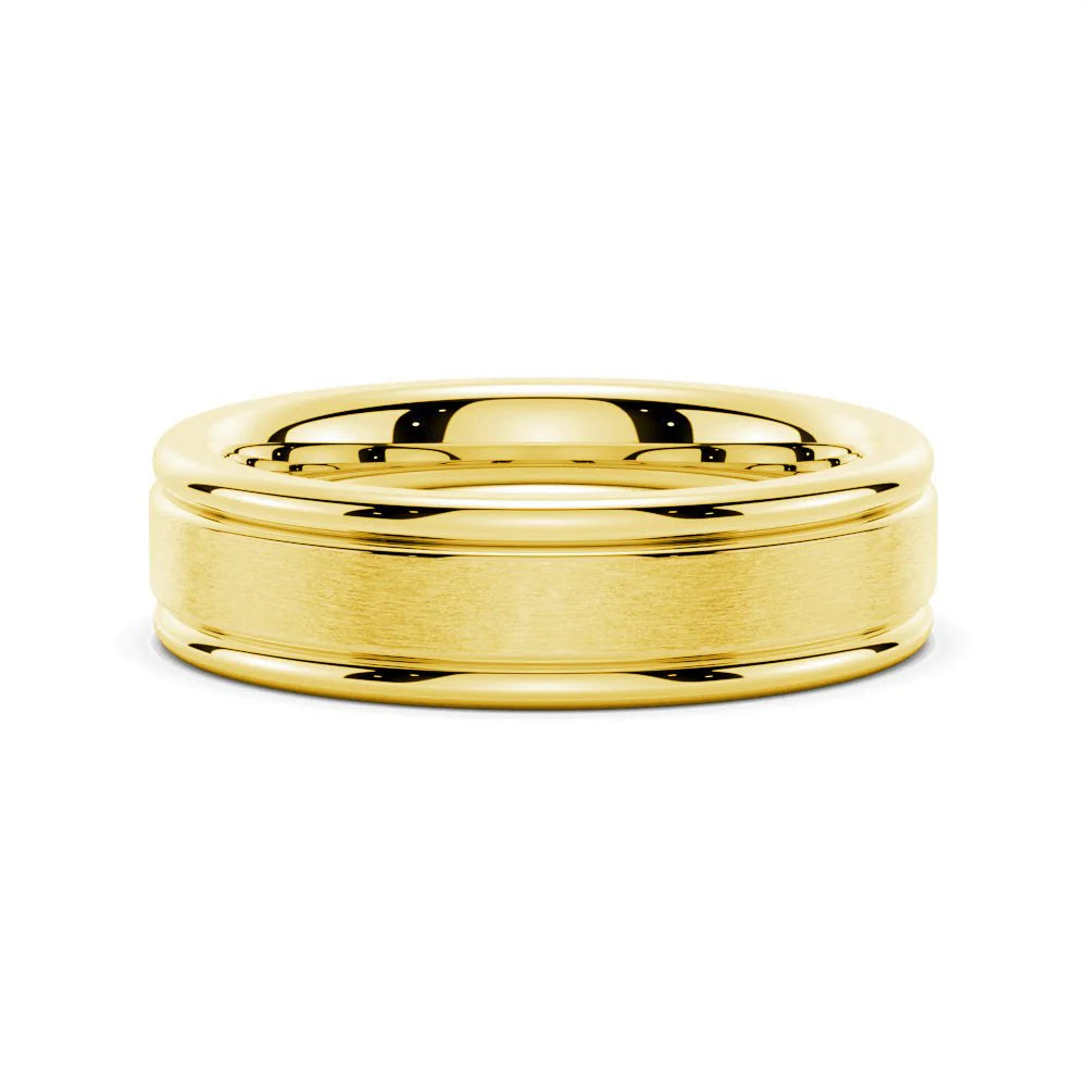 Gold Brushed Wedding Band for Him
