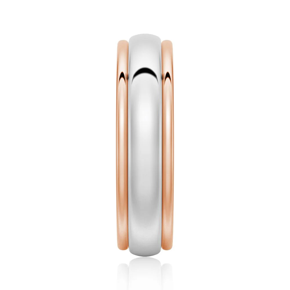 6mm Minimalist Two-Tone Men’s Wedding Band – Silver, Gold or Platinum Ring