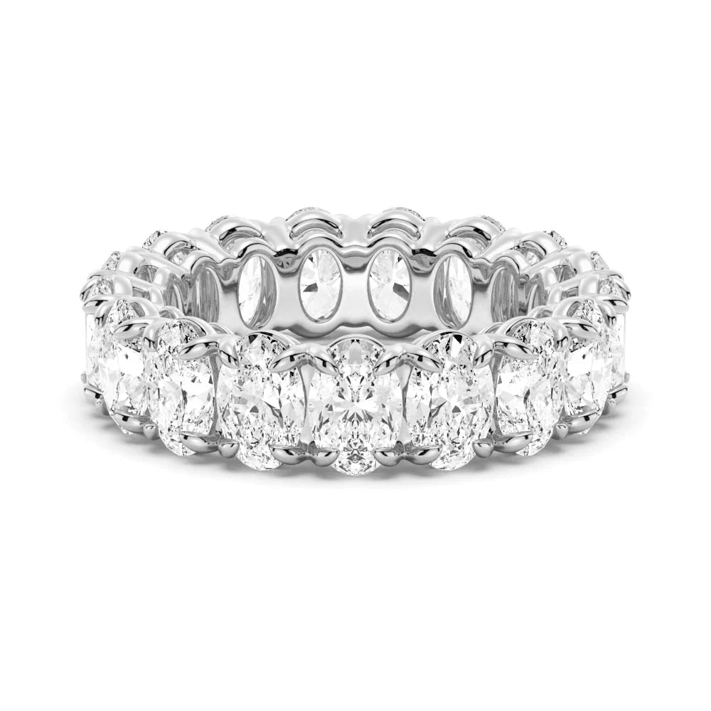 Timeless Wedding Band with Oval Moissanite