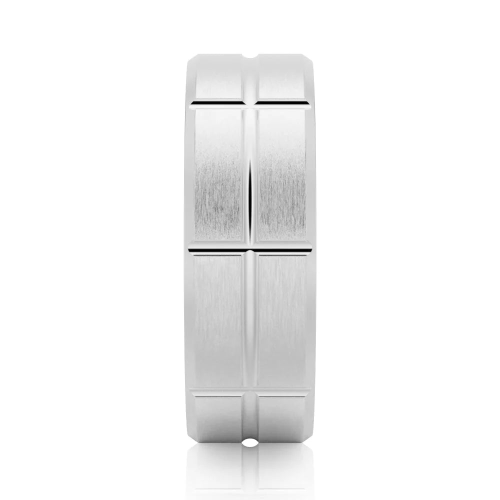 7.5mm Modern Men’s Wedding Band – Silver, Gold or Platinum Ring