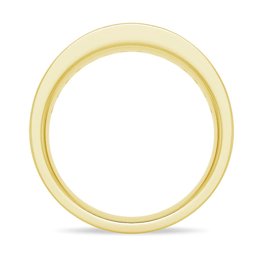 7.5mm Sapphire and Moissanite Men’s Wedding Band – Silver, Gold, or Platinum Ring