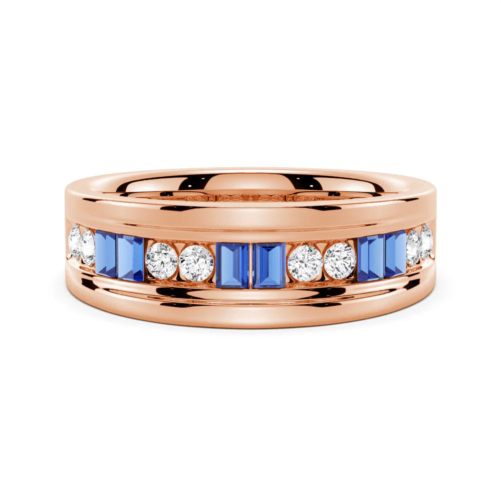 Two-Gemstone Men’s Wedding Ring