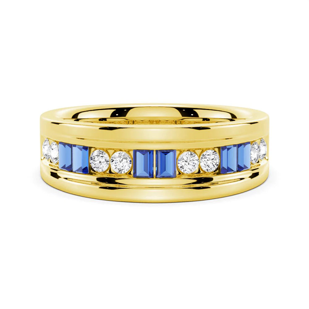 Blue Sapphire Men’s Wedding Band
