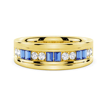 Load image into Gallery viewer, Blue Sapphire Men’s Wedding Band