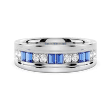 Load image into Gallery viewer, 7.5mm Sapphire and Moissanite Men’s Ring
