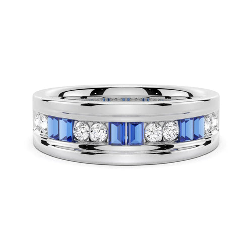 7.5mm Sapphire and Moissanite Men’s Ring
