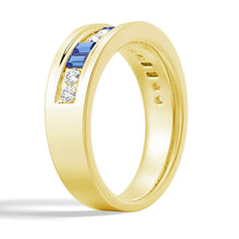 Load image into Gallery viewer, Gold and Platinum Sapphire Moissanite Band