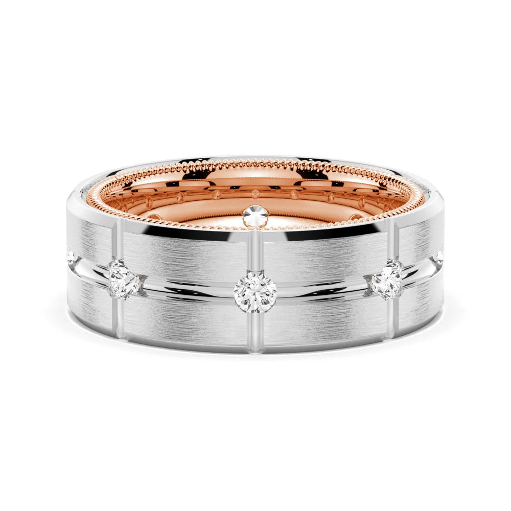 Two-Tone Moissanite Men’s Wedding Band