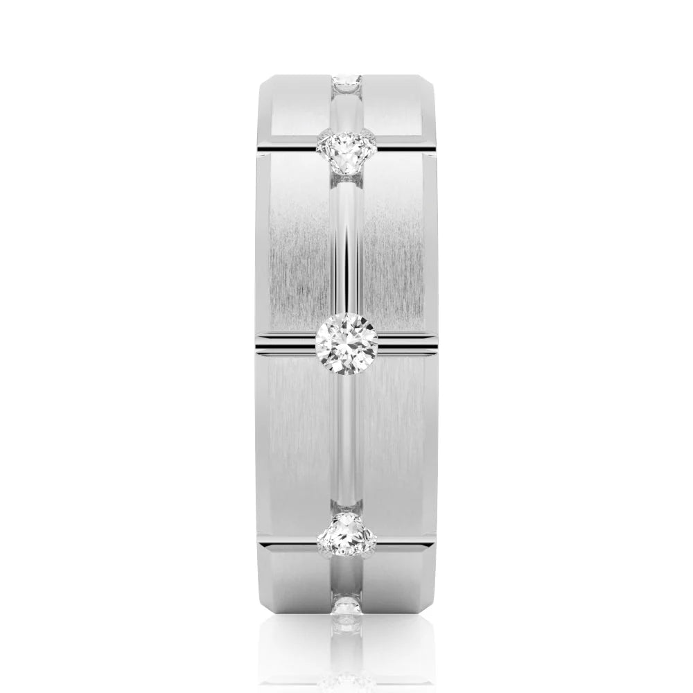 Masculine Moissanite Wedding Band