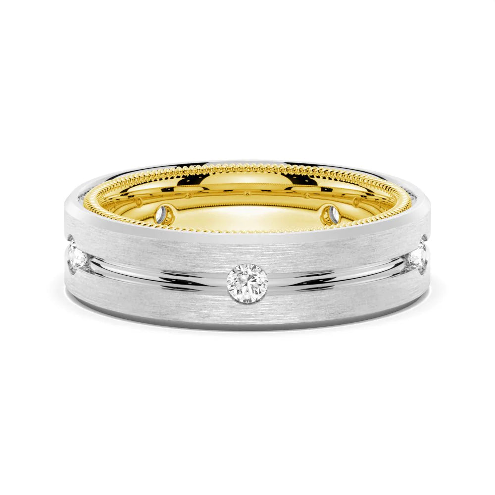7.5mm Two-Tone Moissanite Men’s Wedding Band