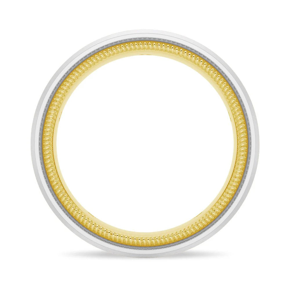 7.5mm Two-Tone Moissanite Men’s Wedding Band – Gold, Silver or Platinum Ring